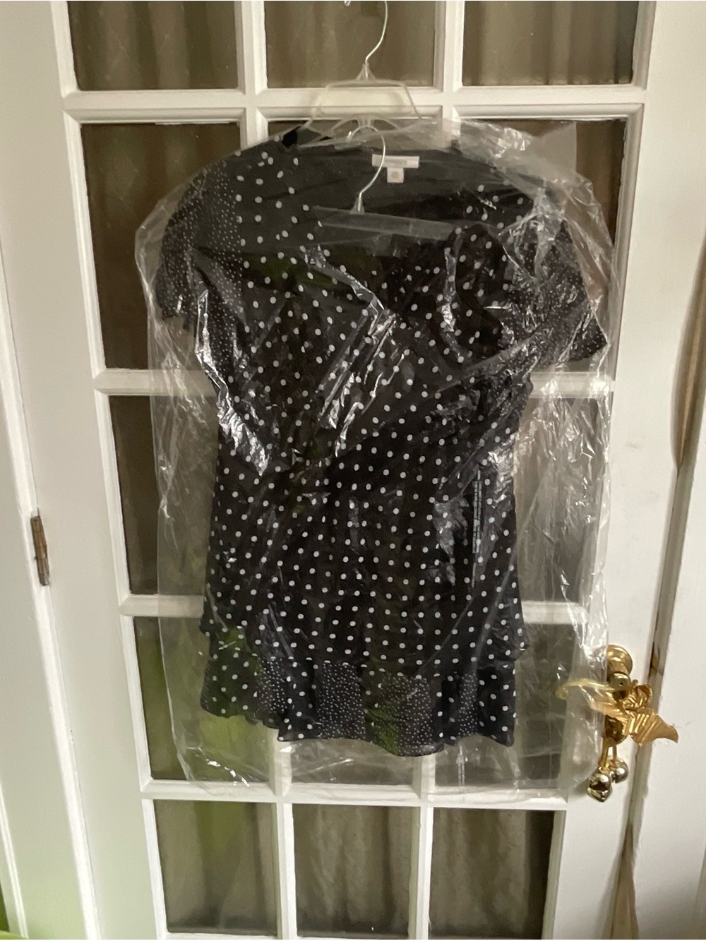 Black Polka Dot Short Sleeve set of skirt and blouse